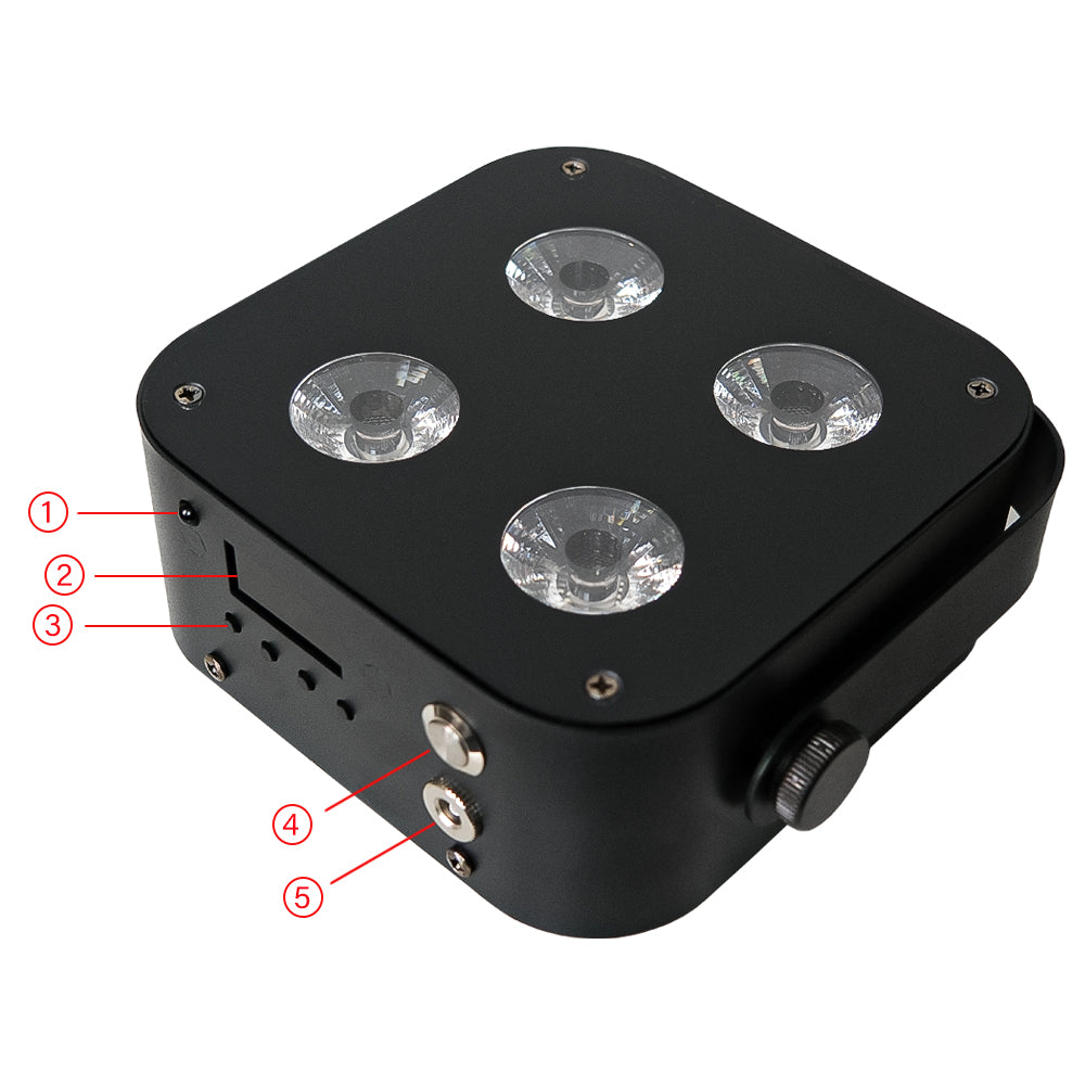 IR4-45 IR4 Mini Uplights 4x12W RGBWA UV 4in1 LED IR Remote and Display by Omega DJ