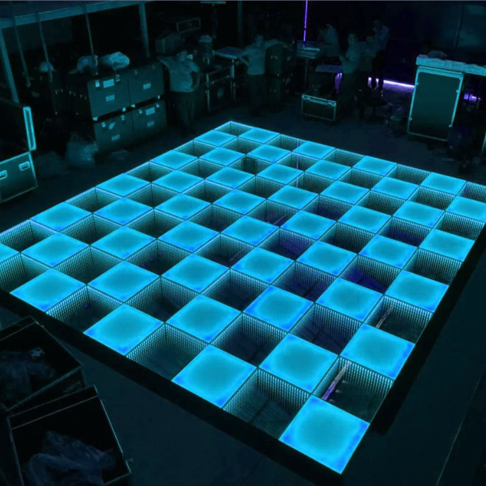20x20ft 144 Panels 3D Infinity & Solid Omega DJ Wireless LED Disco Dance Floor – Strong, Durable, and Water Resistant