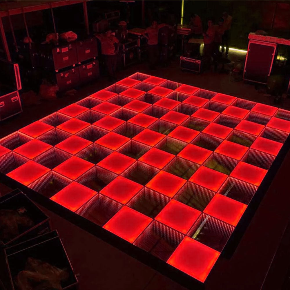 20x20ft 144 Panels 3D Infinity & Solid Omega DJ Wireless LED Disco Dance Floor – Strong, Durable, and Water Resistant